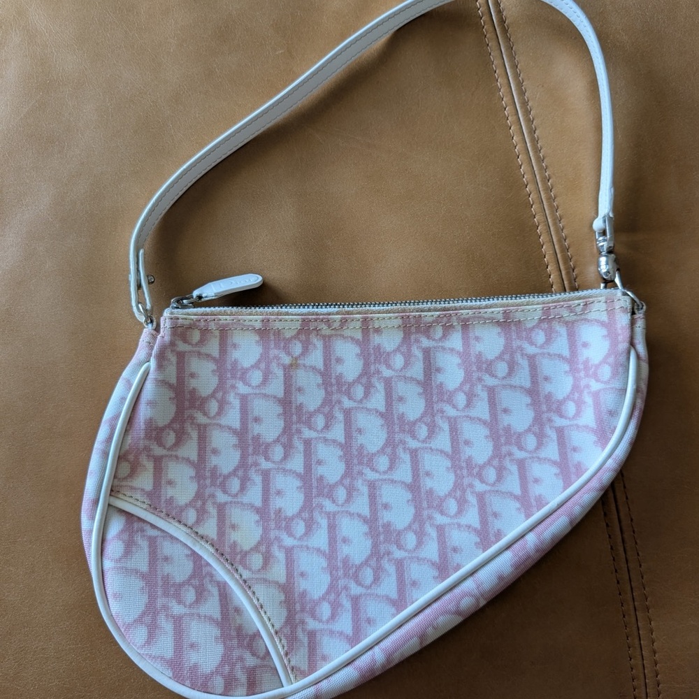 Christian Dior Pink Trotter Canvas Saddle Pouch Bag